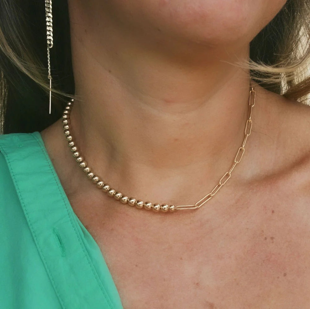 Half Gold Filled & Paper Clip Chain Necklace