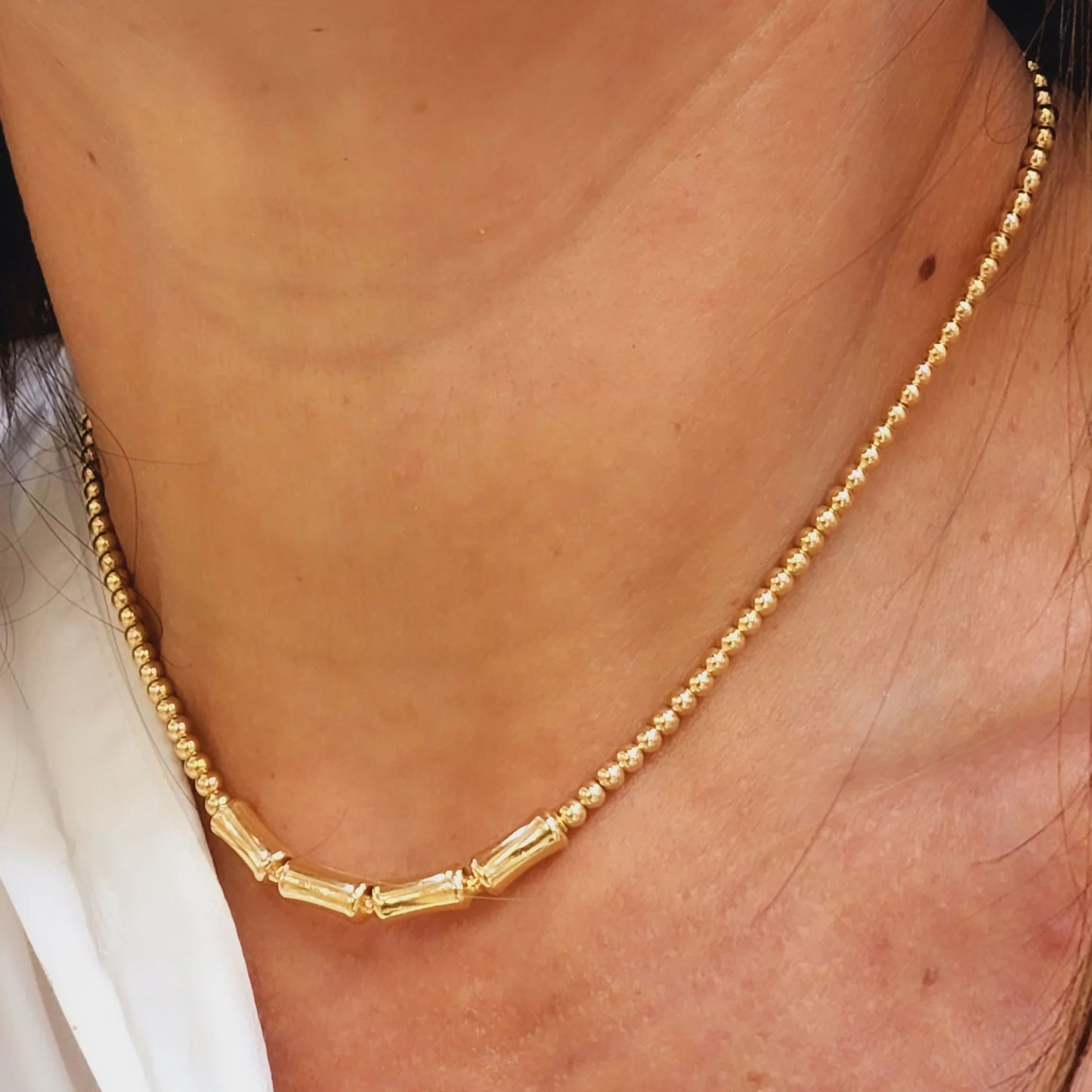 GOLD FILLED BAMBOO BAR NECK